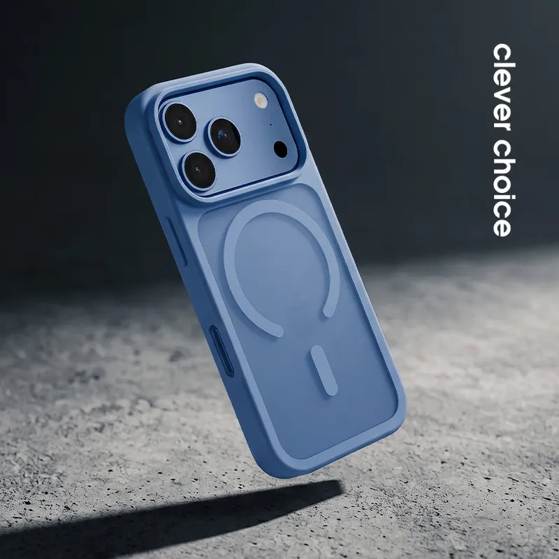 Crong Hybrid Matte Magnetic – MagSafe dėklas, skirtas iPhone 18 Pro Max / 17 Pro Max (mėlynas)