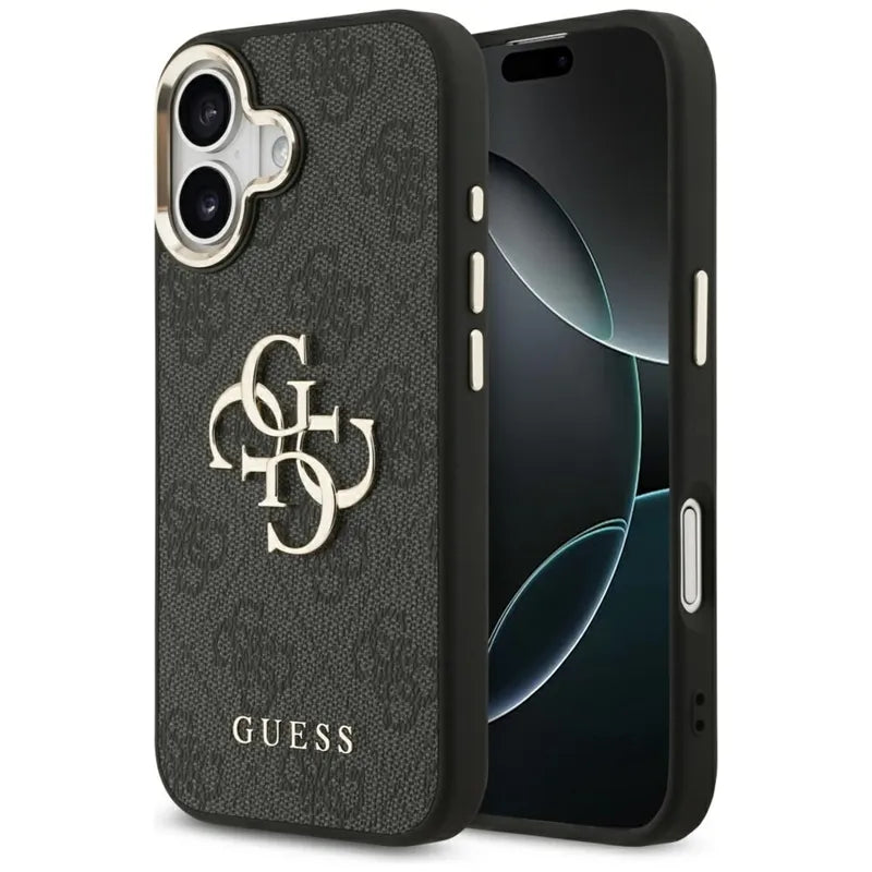 Guess 4G Big 4G Classic Logo – dėklas iPhone 17 (juodas / auksinis)