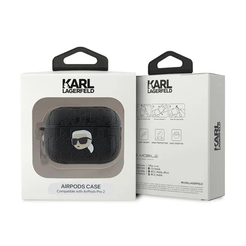 Karl Lagerfeld Monogram Karl Head – dėklas AirPods Pro 2 ausinėms (juodas)