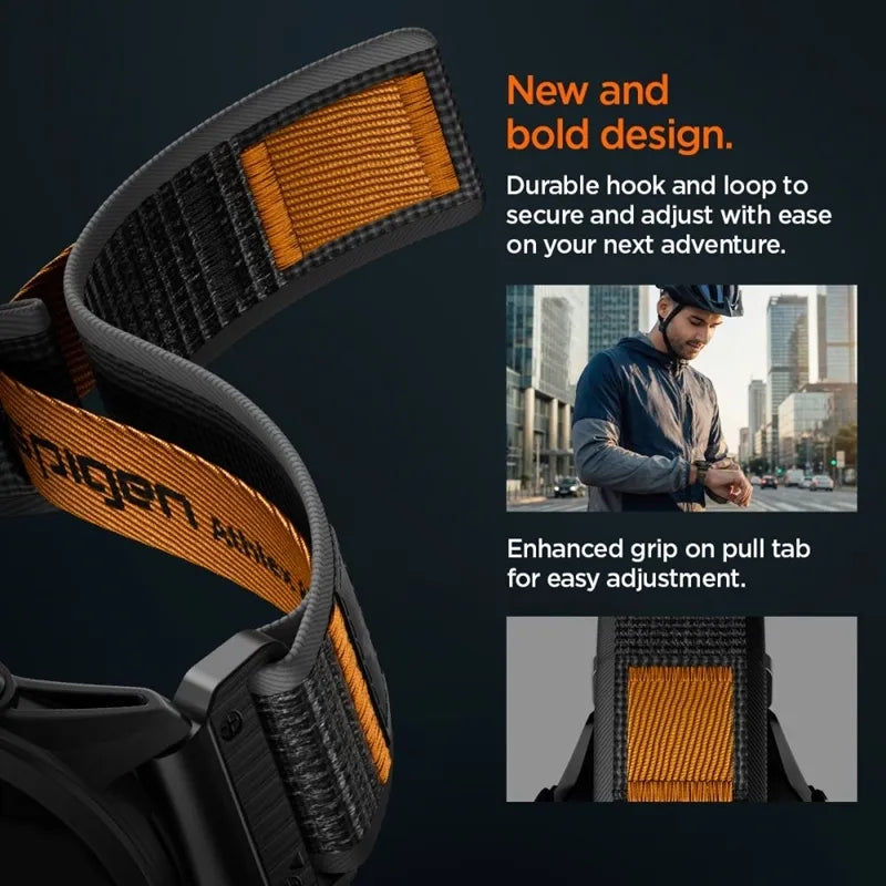 Spigen Athlex Air – „Garmin QuickFit“ dirželis 22 mm (Active Black / Orange)
