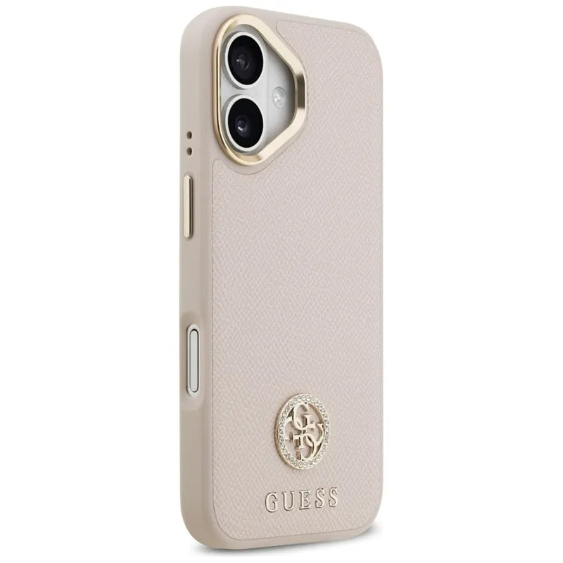 Guess Grained Strass Logo MagSafe – Dėklas iPhone 17 (rožinis)