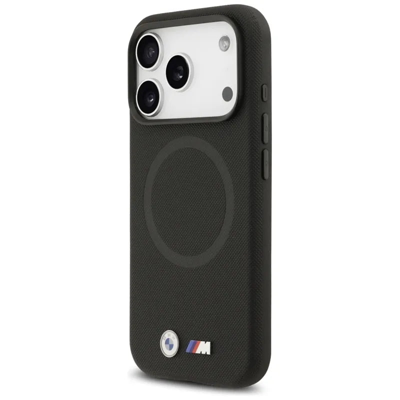 BMW M FW Metal Logo MagSafe – dėklas iPhone 17 Pro Max (juodas)