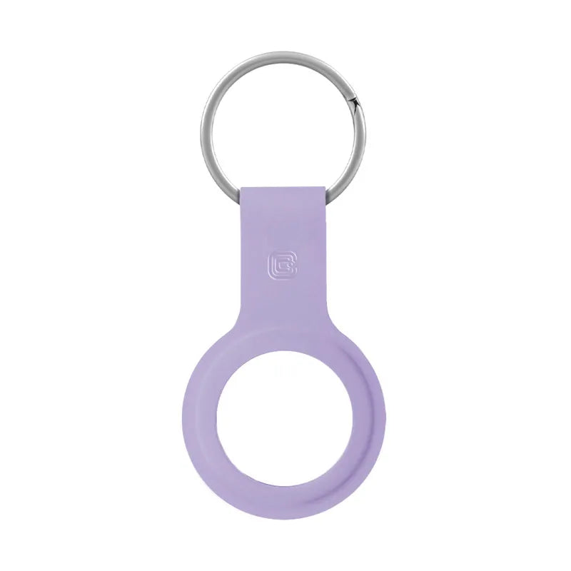 Crong silikoninis dėklas su raktų žiedu – apsauginis pakabukas, skirtas Apple AirTag 1/2 (violetinis)
