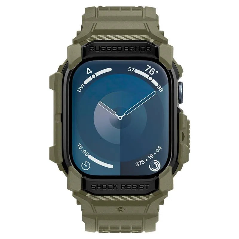Spigen Rugged Armor Pro - Dirželis su dėklu Apple Watch 10 46 mm (Vintage Khaki)