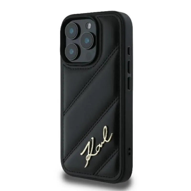 Karl Lagerfeld Quilted Signature – dėklas iPhone 16 Pro (juodas)