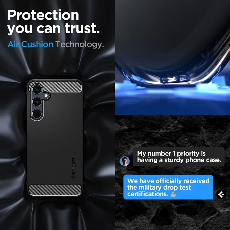 Spigen Rugged Armor – dėklas, skirtas Samsung Galaxy A55 5G (matinė juoda)