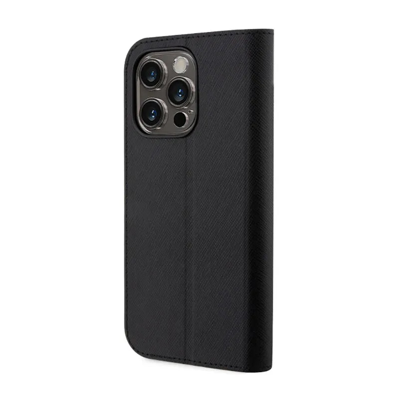 Karl Lagerfeld Booktype NFT Saffiano Karl & Choupette - dėklas telefonui 14 Pro (juodas)