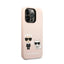 Karl Lagerfeld Liquid Silicone Karl & Choupette MagSafe dėklas, skirtas iPhone 14 Pro (rožinis)