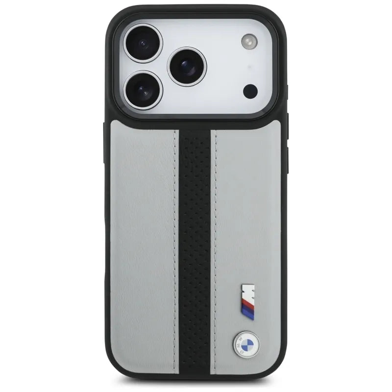 BMW M Perforated Stripe Logo MagSafe – iPhone 17 Pro dėklas (pilkas)