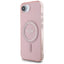 Guess IML Glitter Circle MagSafe – dėklas iPhone 16e (rožinis)