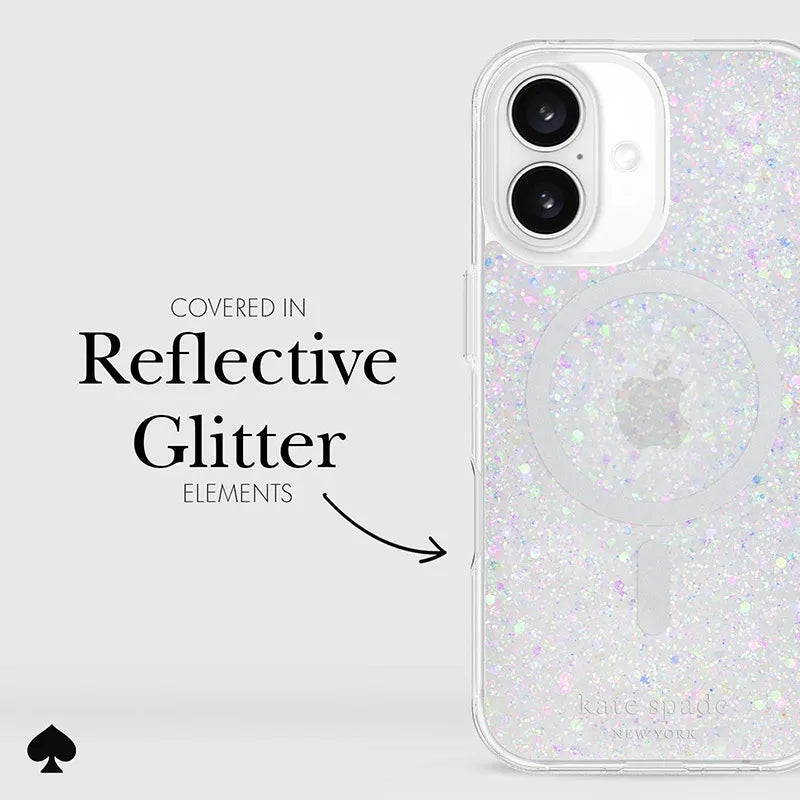 Kate Spade New York apsauginis MagSafe dėklas, skirtas iPhone 16 (Chunky Glitter)