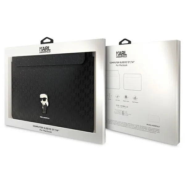 Karl Lagerfeld NFT Saffiano Monogram Ikonik Karl dėklas - 14" nešiojamojo kompiuterio dėklas (juodas)
