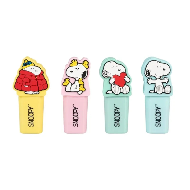 Snoopy – 4 spalvų paryškinimo žymeklių rinkinys su 3D antgaliais