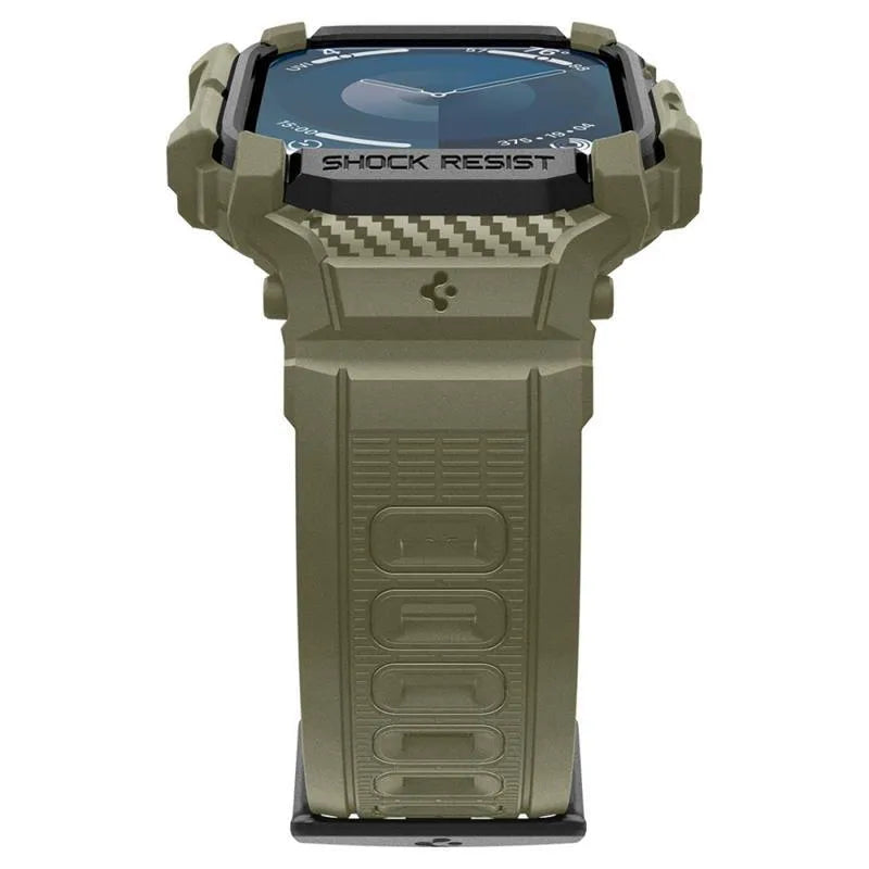 Spigen Rugged Armor Pro - Dirželis su dėklu Apple Watch 10 46 mm (Vintage Khaki)