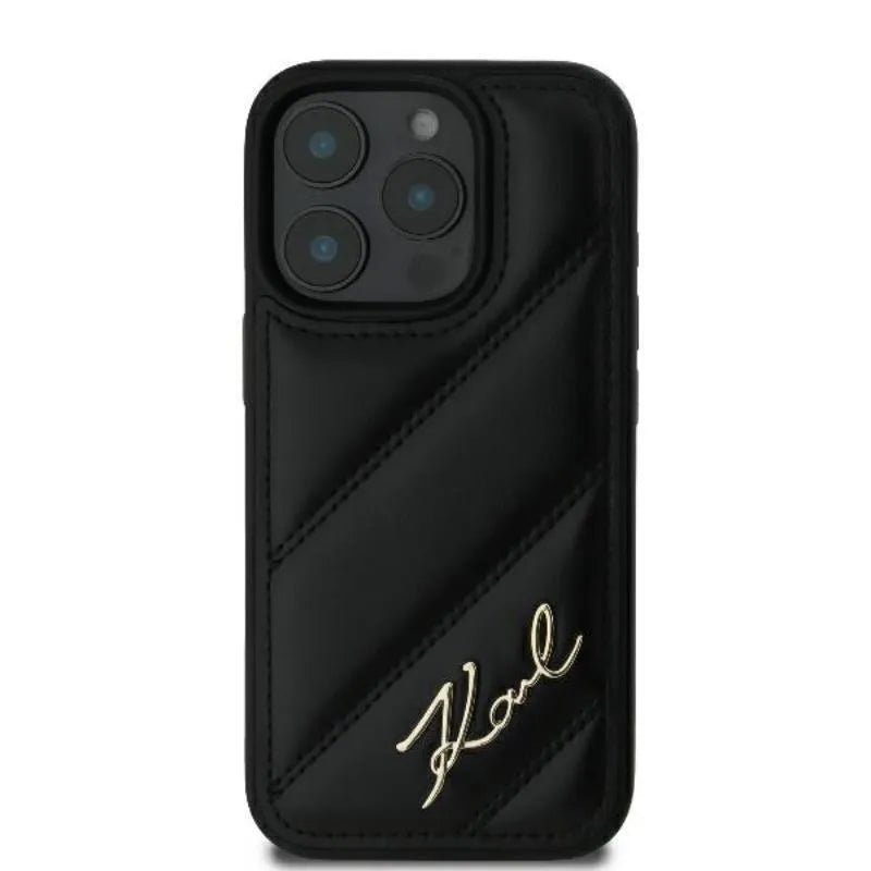 Karl Lagerfeld Quilted Signature – dėklas iPhone 16 Pro (juodas)