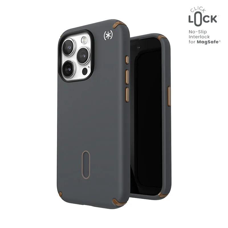Speck Presidio2 Pro ClickLock & MagSafe – dėklas iPhone 15 Pro (anglies pilka / vėsioji bronzinė)