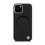 BMW Signature Liquid Silicone MagSafe dėklas iPhone 15 telefonui (juodas)