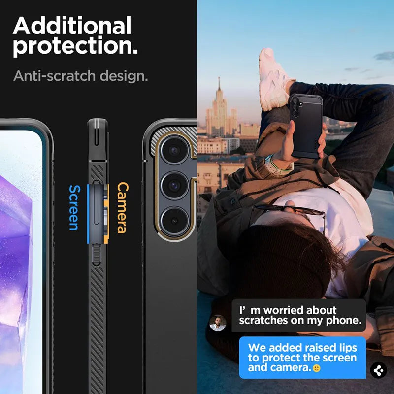 Spigen Rugged Armor – dėklas, skirtas Samsung Galaxy A55 5G (matinė juoda)