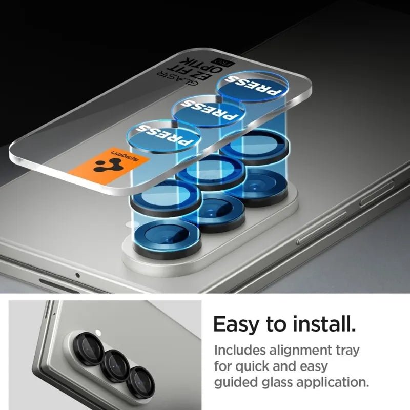 Spigen Optik Pro HD GLAS.TR EZ Fit kameros apsauga, 2 vnt. - Objektyvo apsauga Samsung Galaxy Z Fold 7 telefonui (2 vnt.) (Juoda)