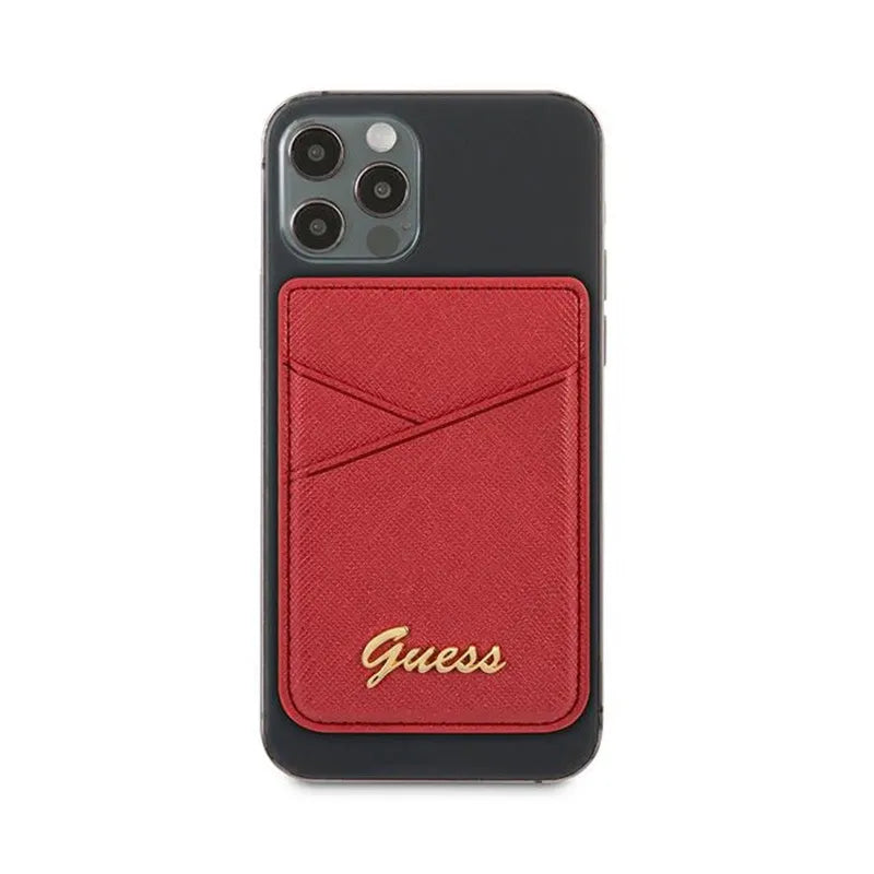 Guess Wallet Card Slot MagSafe Saffiano – magnetinė piniginė (raudona)