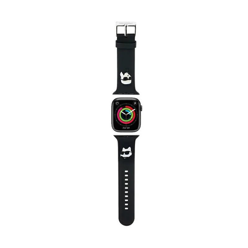 Karl Lagerfeld 3D Rubber Karl & Choupette Heads NFT – dirželis Apple Watch 38/40/41 mm laikrodžiams (juodas)