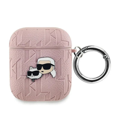 Karl Lagerfeld Monogram Karl & Choupette Head – AirPods 1/2 gen dėklas (rožinis)