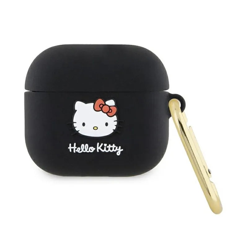 Hello Kitty silikoninis 3D „Kitty Head“ dėklas, skirtas „AirPods 3“ (juodas)