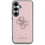 Guess Grained Big 4G Logo Small Classic Logo – dėklas Samsung Galaxy S25 (rožinis)