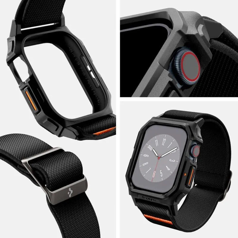 Spigen Lite Fit "Pro" - dėklas su dirželiu Apple Watch 10 42 mm laikrodžiui (matinis juodas)