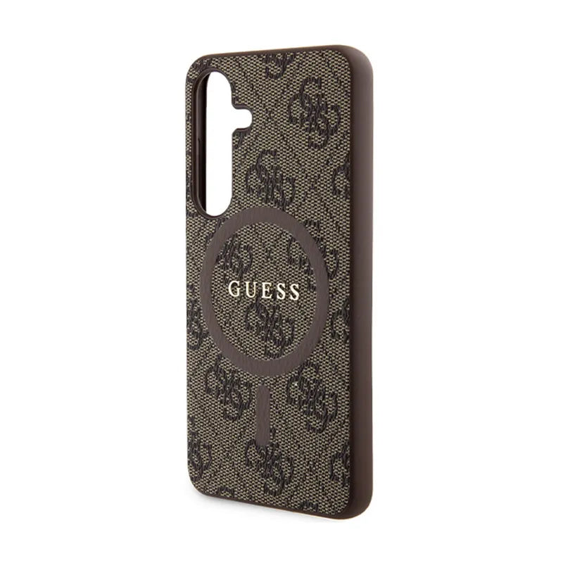 Guess 4G Collection Leather Metal Logo MagSafe - Dėklas Samsung Galaxy S24 (Rudas)