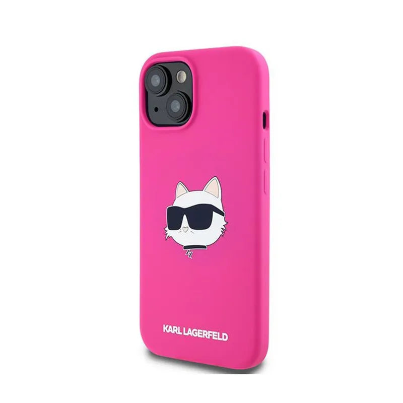 Karl Lagerfeld Silicone Choupette Head MagSafe – dėklas iPhone 15 Plus / 14 Plus (rožinis)