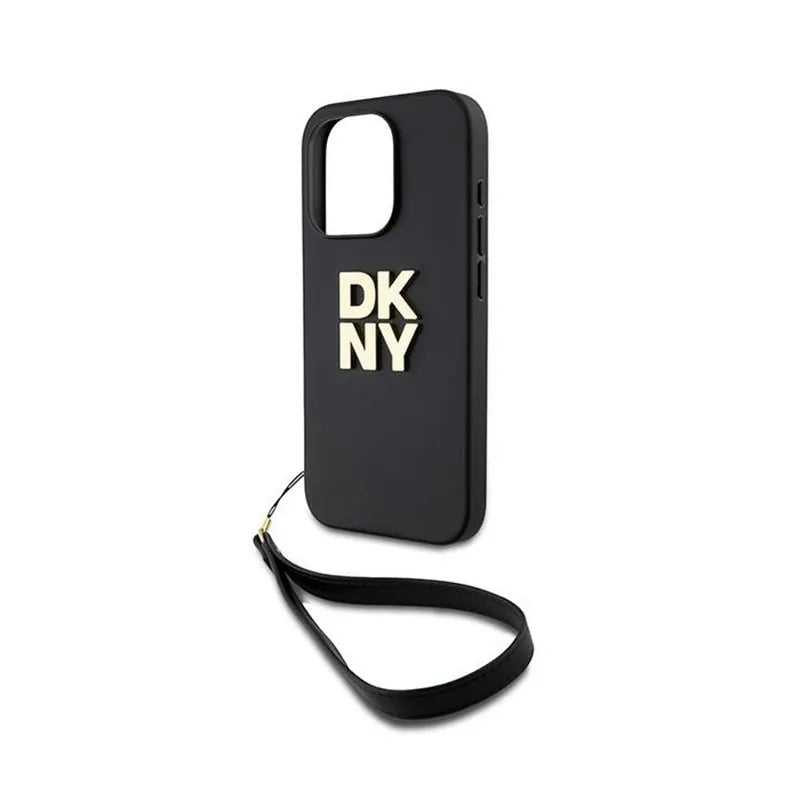 DKNY Wrist Strap Stock Logo – dėklas iPhone 15 Pro telefonui (juodas)