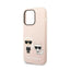 Karl Lagerfeld Liquid Silicone Karl & Choupette MagSafe dėklas, skirtas iPhone 14 Pro (rožinis)