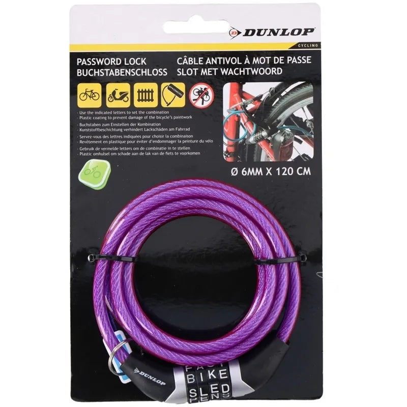 Dunlop - Kombinuota dviračio spyna (violetinė)