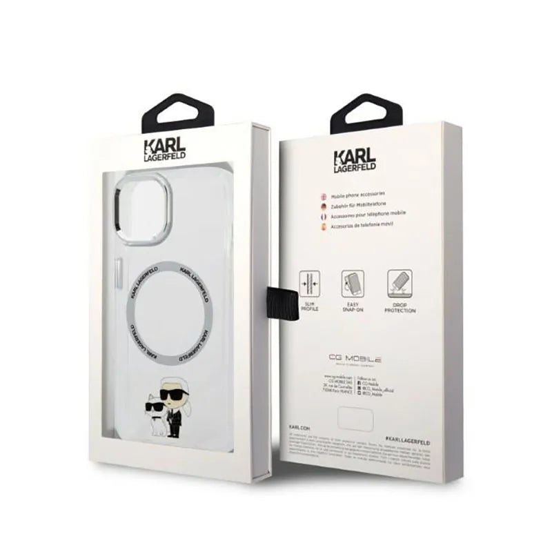 Karl Lagerfeld IML NFT Karl & Choupette MagSafe dėklas iPhone 14 Plus (skaidrus)