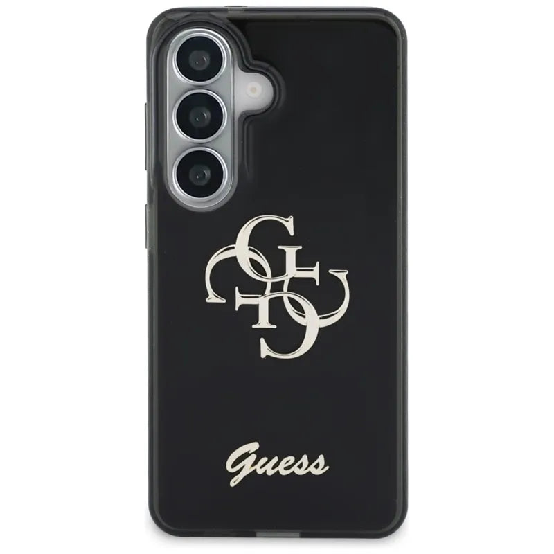 Guess IML Big Metal 4G Script – dėklas Samsung Galaxy S26 telefonui (juodas)