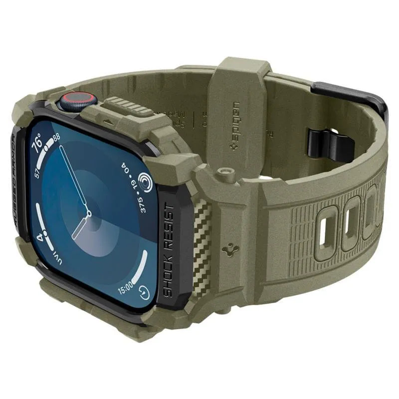 Spigen Rugged Armor Pro - Dirželis su dėklu Apple Watch 10 46 mm (Vintage Khaki)