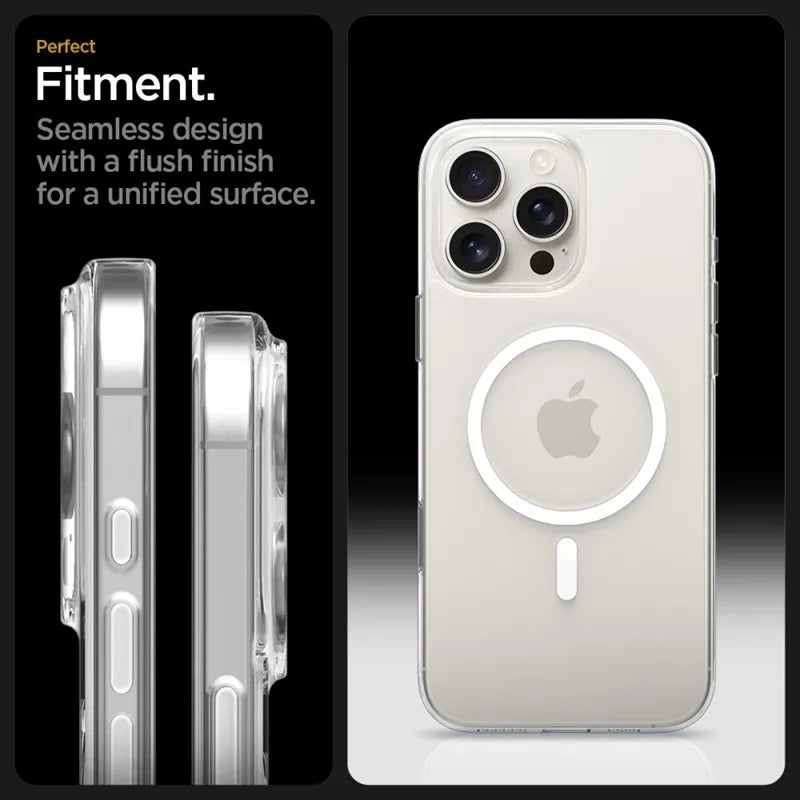 Spigen Thin Fit T Mag MagSafe – dėklas iPhone 16 Pro (skaidrus / baltas)