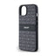 DKNY Leather Mono Stripe & Metal Logo – dėklas iPhone 14 / 15 / 13 (juodas)