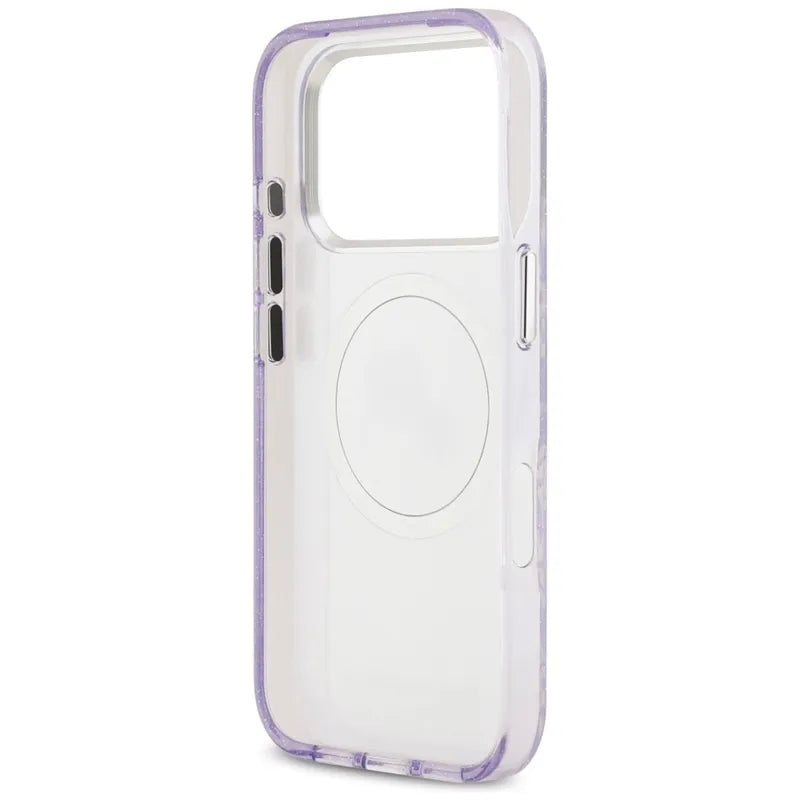 Karl Lagerfeld IML Glitter Karl & Choupette Heads Logo MagSafe - Dėklas iPhone 17 Pro (violetinis)