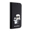 Karl Lagerfeld Booktype NFT Saffiano Karl & Choupette - dėklas telefonui 14 Pro (juodas)