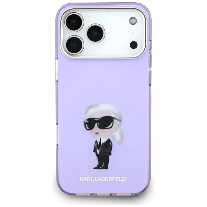 Karl Lagerfeld IML Aquarelle Karl & Choupette & Logo MagSafe - Dėklas iPhone 17 Pro Max (Violetinis)