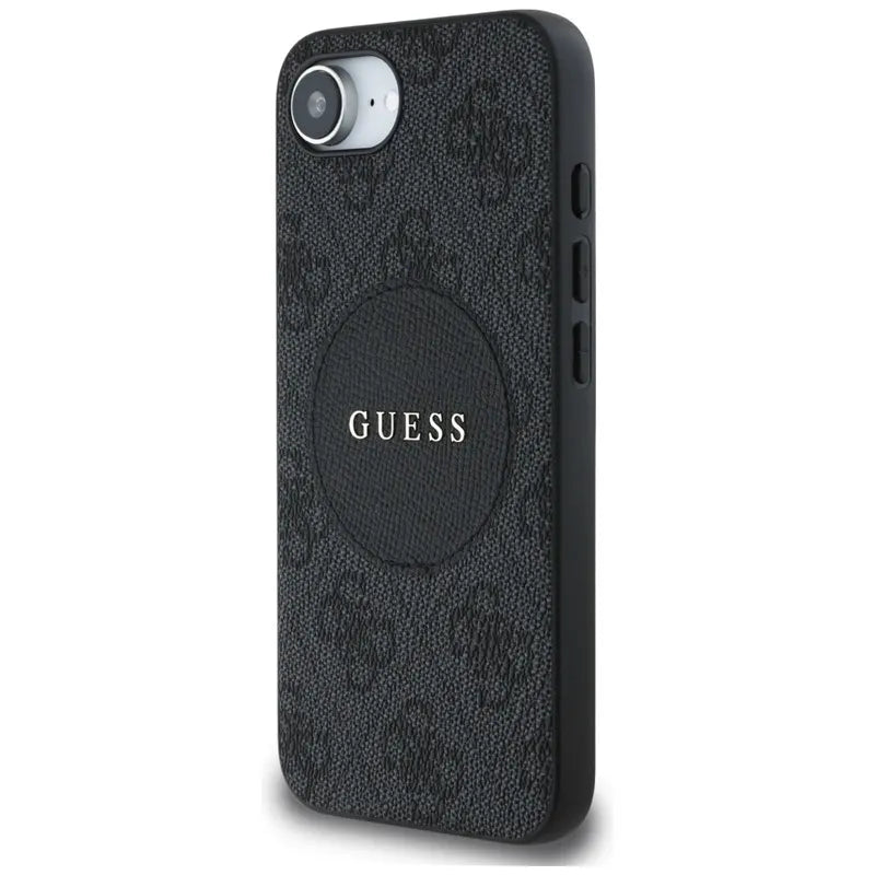 Guess 4G Circle Classic Logo MagSafe – dėklas iPhone 16e (juodas)