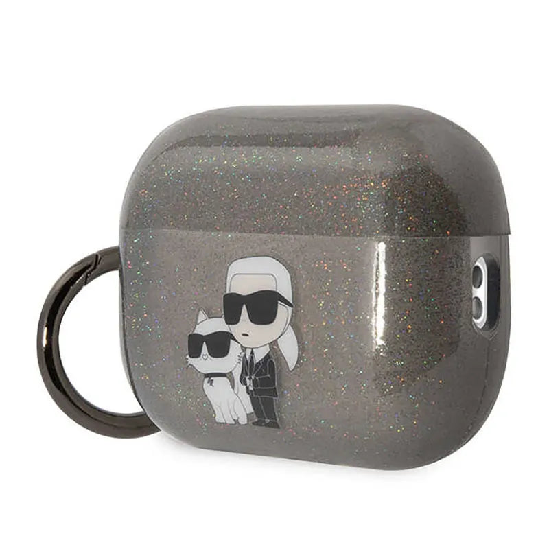Karl Lagerfeld Glitter NFT Karl & Choupette – dėklas Apple AirPods Pro 2 (juodas)