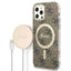 Guess Bundle Pack MagSafe 4G – dėklo „iPhone 12 / iPhone 12 Pro“ + „MagSafe“ įkroviklio rinkinys (ruda/auksinė)