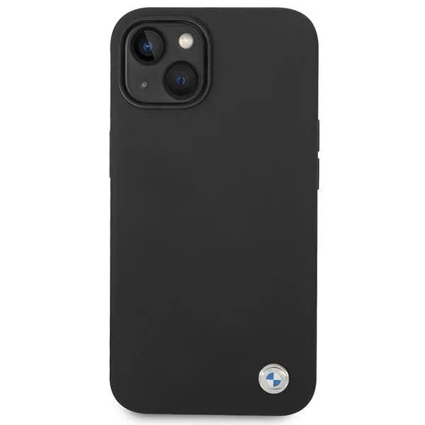 BMW Liquid Silicone Case Metal Logo dėklas iPhone 14 (juodas)