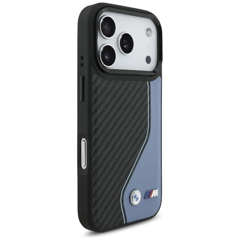 BMW M Carbon Logo MagSafe – Dėklas iPhone 17 Pro (mėlynas)