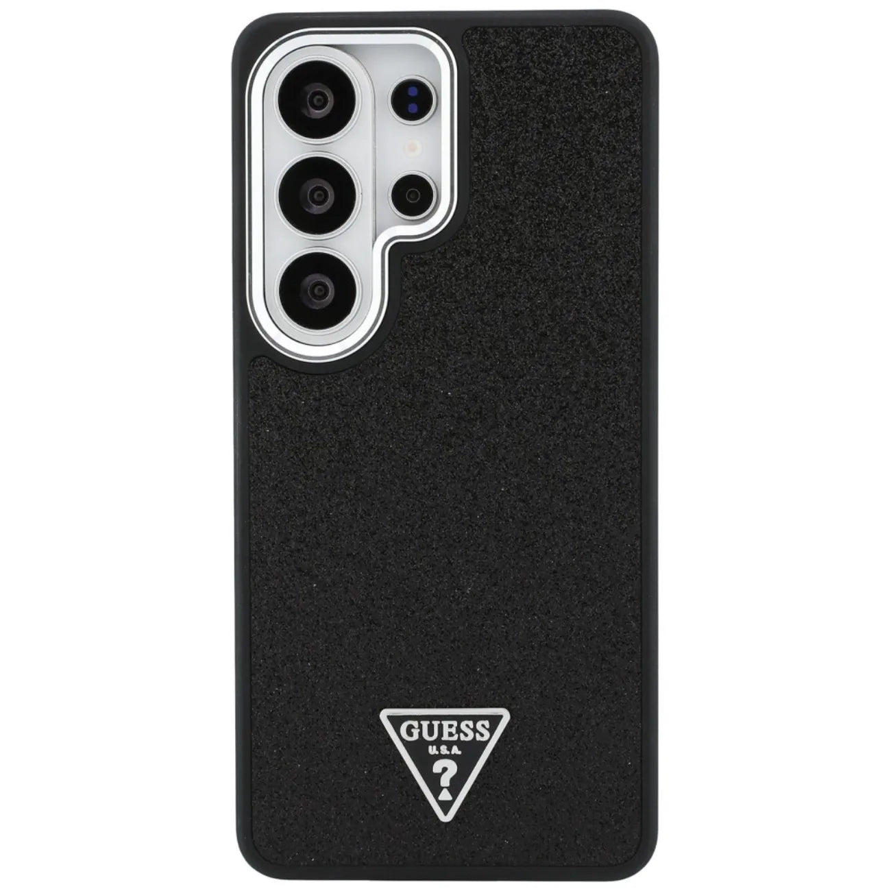 Guess Fixed Glitter Triangle MagSafe – Samsung Galaxy S26 Ultra dėklas (juodas)