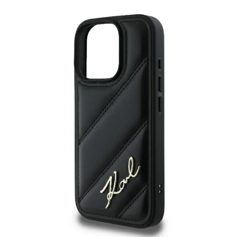Karl Lagerfeld Quilted Signature – dėklas iPhone 16 Pro (juodas)