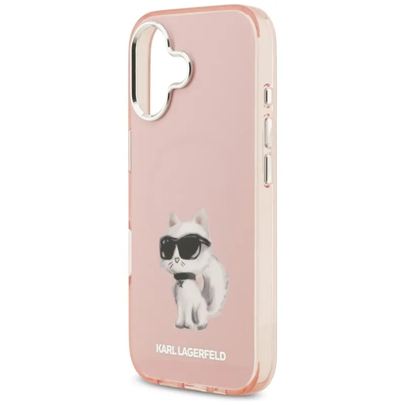 Karl Lagerfeld IML Aquarelle Choupette & Logo MagSafe - Dėklas iPhone 17 (rožinis)